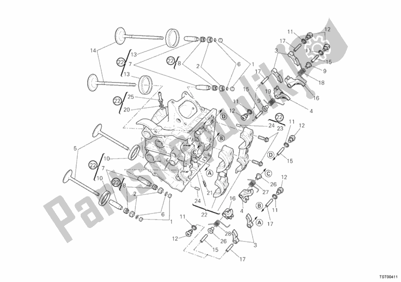 All parts for the Horizontal Cylinder Head of the Ducati Superbike 848 EVO USA 2012 All parts for the Horizontal Cylinder Head of the Ducati Superbike 848 EVO USA 2012